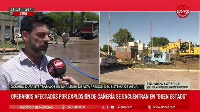 Confirman que están bien los operarios afectados por rotura de un caño de agua